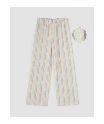 LC Waikiki Beli Lastikli Çizgili Kız Çocuk Pantolon