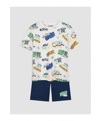 LC Waikiki Bisiklet Yaka Erkek Çocuk Şortlu Pijama Takımı