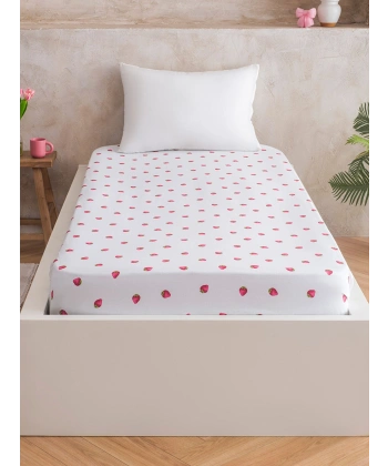 LC Waikiki Çilek Desenli Tek Kişilik Lastikli Çarşaf