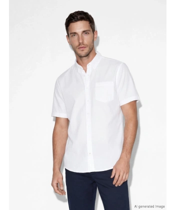 LC Waikiki Erkek Classic Beyaz Regular Fit Armürlü Gömlek