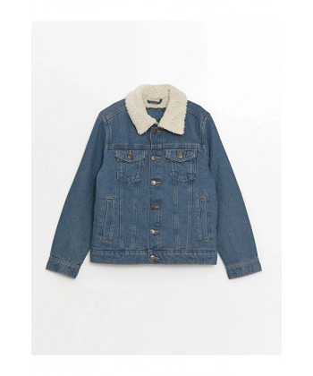 LC Waikiki Erkek Çocuk Jean Yakası Kürklü Ceket