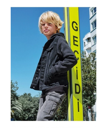 LC Waikiki Erkek Çocuk Kapüşonlu Jean Ceket