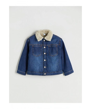 LC Waikiki Erkek Çocuk Kürk Yaka Jean Ceket