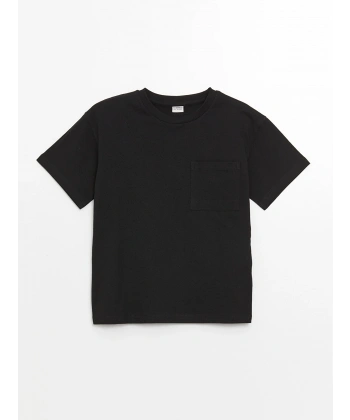 LC Waikiki Erkek Çocuk Siyah Oversize Bisiklet Yaka Tişört