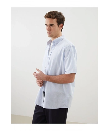 LC Waikiki Erkek Regular Fit Kısa Kollu Keten Karışımlı Gömlek