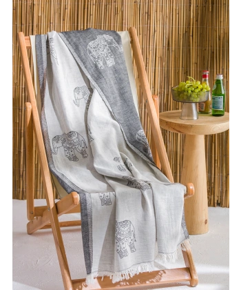 LC Waikiki HOME Bej Fil Baskılı Plaj Havlusu 90x165 Cm