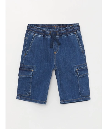 LC Waikiki İndigo Beli Lastikli Erkek Çocuk Jean Şort