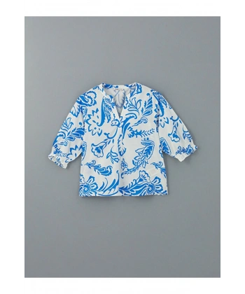 LC Waikiki Kadın Classic Kaçık Yaka Çiçekli Bluz