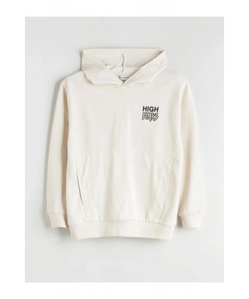 LC Waikiki Kapüşonlu Baskılı Erkek Çocuk Sweatshirt