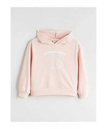 LC Waikiki Kapüşonlu Baskılı Kız Çocuk Sweatshirt