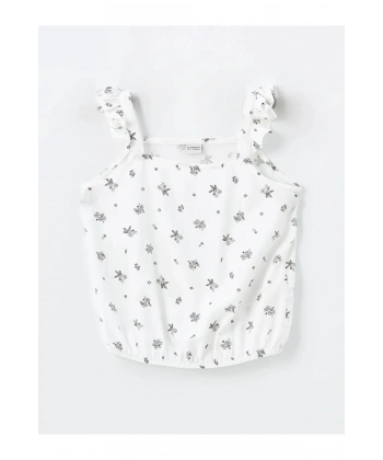 LC Waikiki Kare Yaka Çiçekli Kız Çocuk Crop Bluz