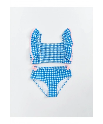 LC Waikiki Kare Yaka Ekose Kız Çocuk Bikini