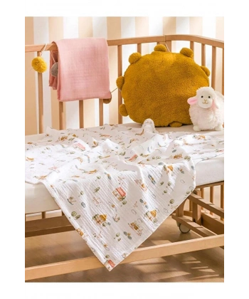 LC Waikiki Karışık Baskılı Kız Bebek Müslin Örtü 85x85 Cm