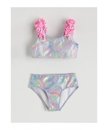 LC Waikiki Karışık Desenli Fırfır Detaylı Kız Çocuk Bikini