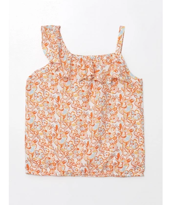 LC Waikiki Kids Mavi Çiçekli Kız Çocuk Crop Bluz