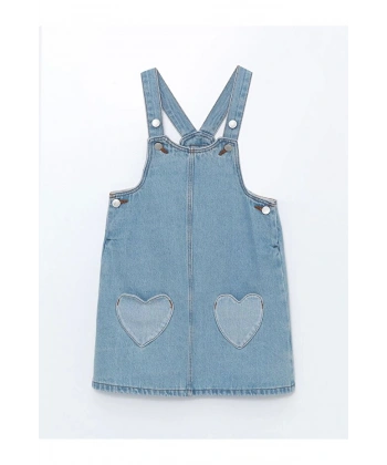 LC Waikiki Kız Bebek Indigo Kare Yaka Jean Elbise