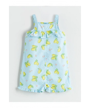 LC Waikiki Kız Bebek Mavi Limon Baskılı Tulum