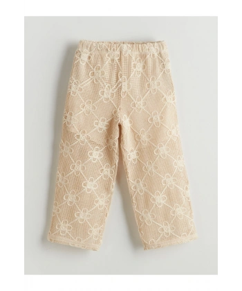 LC Waikiki Kız Çocuk Beli Lastikli Çiçekli Dantel Pantolon