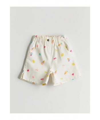 LC Waikiki Kız Çocuk Beli Lastikli Gabardin Şort