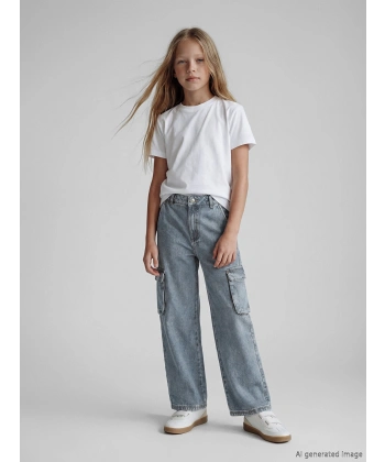 LC Waikiki Kız Çocuk Mavi Wideleg Jean Pantolon