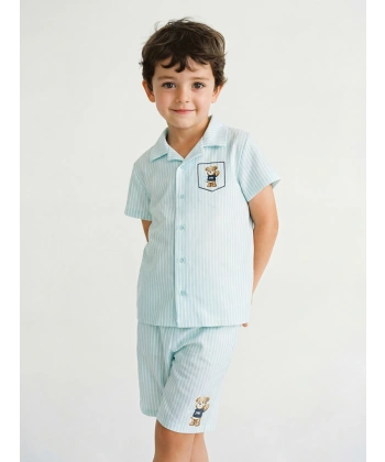 LC Waikiki Mavi Ayı Teddy Baskılı Erkek Çocuk Şortlu Pijama Takımı