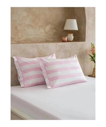 LC Waikiki Sarı Çizgili Pamuklu Yastık Kılıfı 2 li 50x70 Cm
