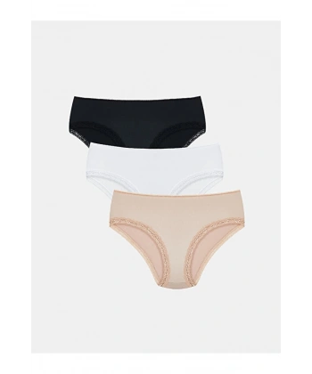 LC Waikiki Siyah Dantel Detaylı Hipster Külot 3lü Paket