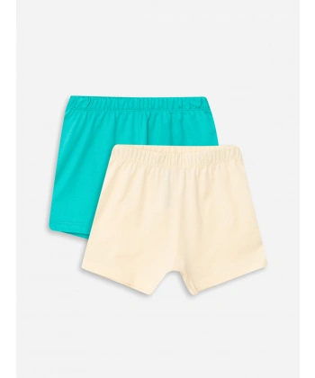 LC Waikiki Turkuaz Beli Lastikli Basic Pamuklu Erkek Bebek Şort 2li