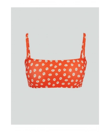 LC Waikiki Turuncu Dolgulu Çiçek Desenli Kadın Bikini Üst