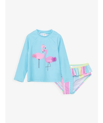 LC Waikiki Yeşil Baskılı Kız Çocuk Bikini Takımı