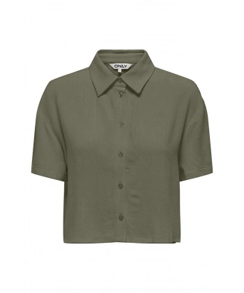 ONLY Kısa Kollu Regular Fit Keten Gömlek