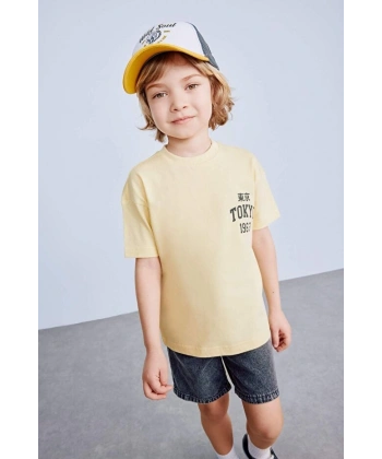 DEFACTO Erkek Bebek Bisiklet Yaka Baskılı Kısa Kollu T-shirt