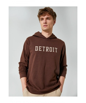 Koton Oversize Hoodie Kolej İşlemeli Uzun Kollu
