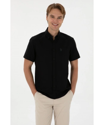 U.S. Polo Assn. Erkek Siyah Kısa Kollu Gömlek