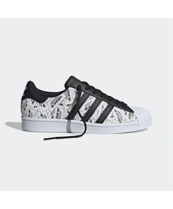 Adidas Superstar Beyaz Gazete Baskılı Kadın Spor Ayakkabı