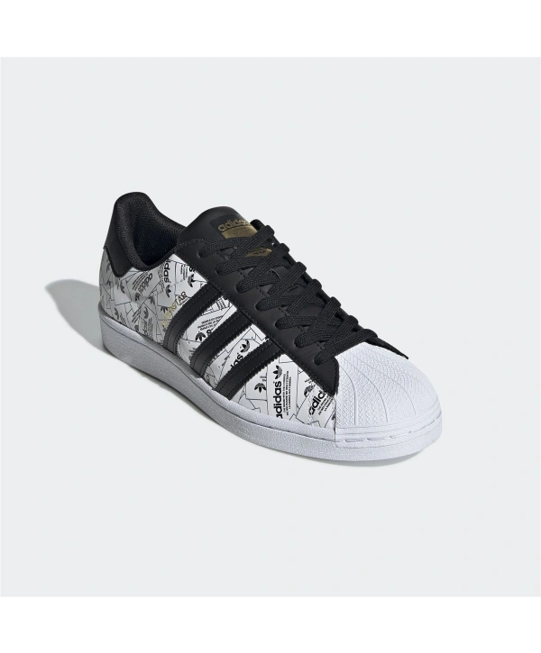 Adidas Superstar Beyaz Gazete Baskılı Kadın Spor Ayakkabı