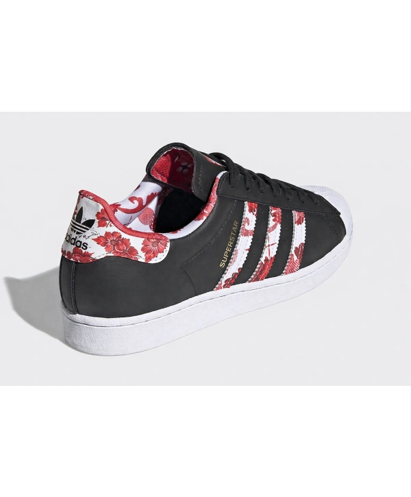 Adidas Superstar Siyah / Beyaz Pembe Desenli Kadın Spor Ayakkabı