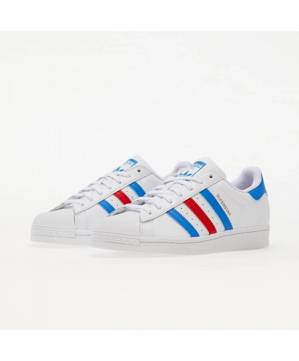 Adidas Superstar White Blue Red Unisex Spor Ayakkabı
