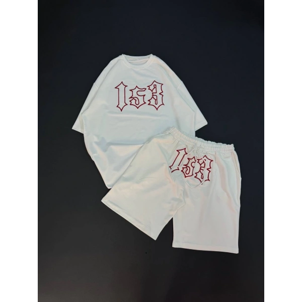 153 Unisex Oversize Şortlu Takım - Beyaz