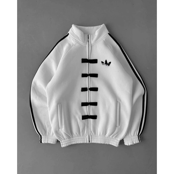 3 iplik Şardonlu Add Unisex Hırka - Beyaz