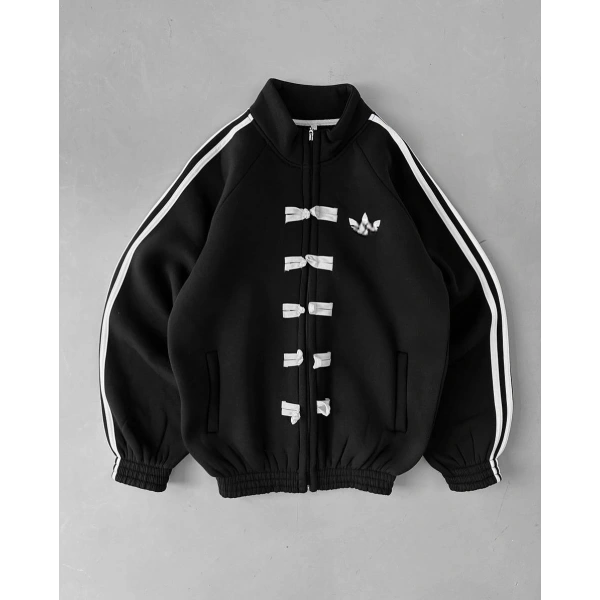 3 iplik Şardonlu Add Unisex Hırka - Siyah