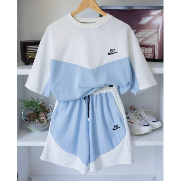 Tech Unisex Oversize Şortlu Takım - Mavi