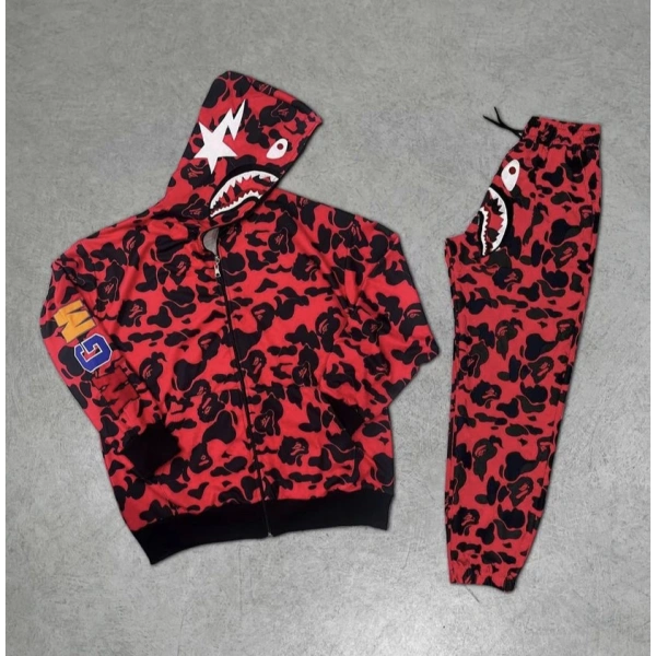 Bape Unisex Eşofman Takım - Kırmızı