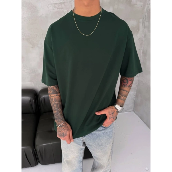 Basic Oversize Unisex Tshirt Yeşil