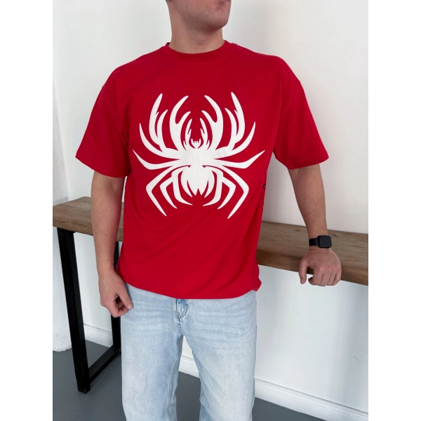 Spider Oversizd Tshirt Kırmızı