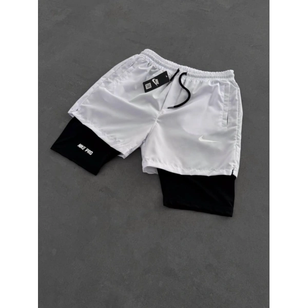 Sporcu Taylı Şort Beyaz