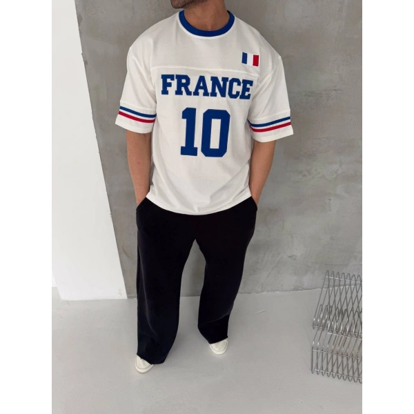 FRN Oversize Nakış Tshirt Beyaz