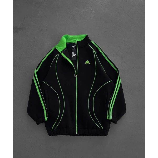 Ad Şardonlu Unisex Hırka Siyah