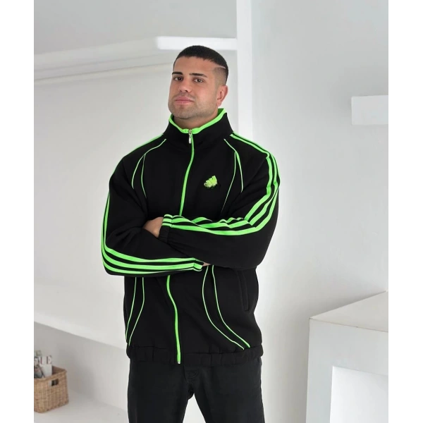 Ad Şardonlu Unisex Hırka Siyah