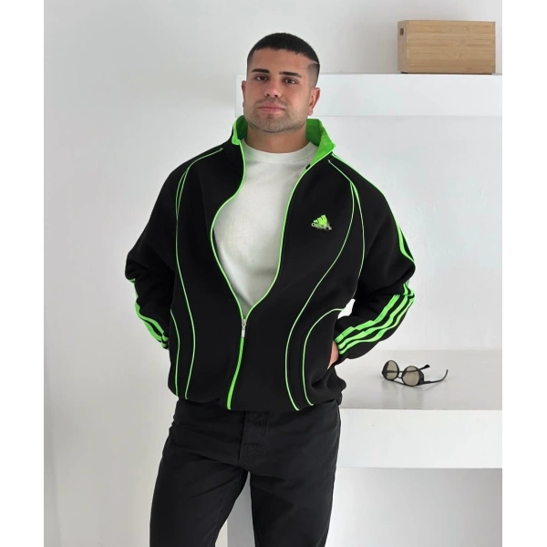 Ad Şardonlu Unisex Hırka Siyah